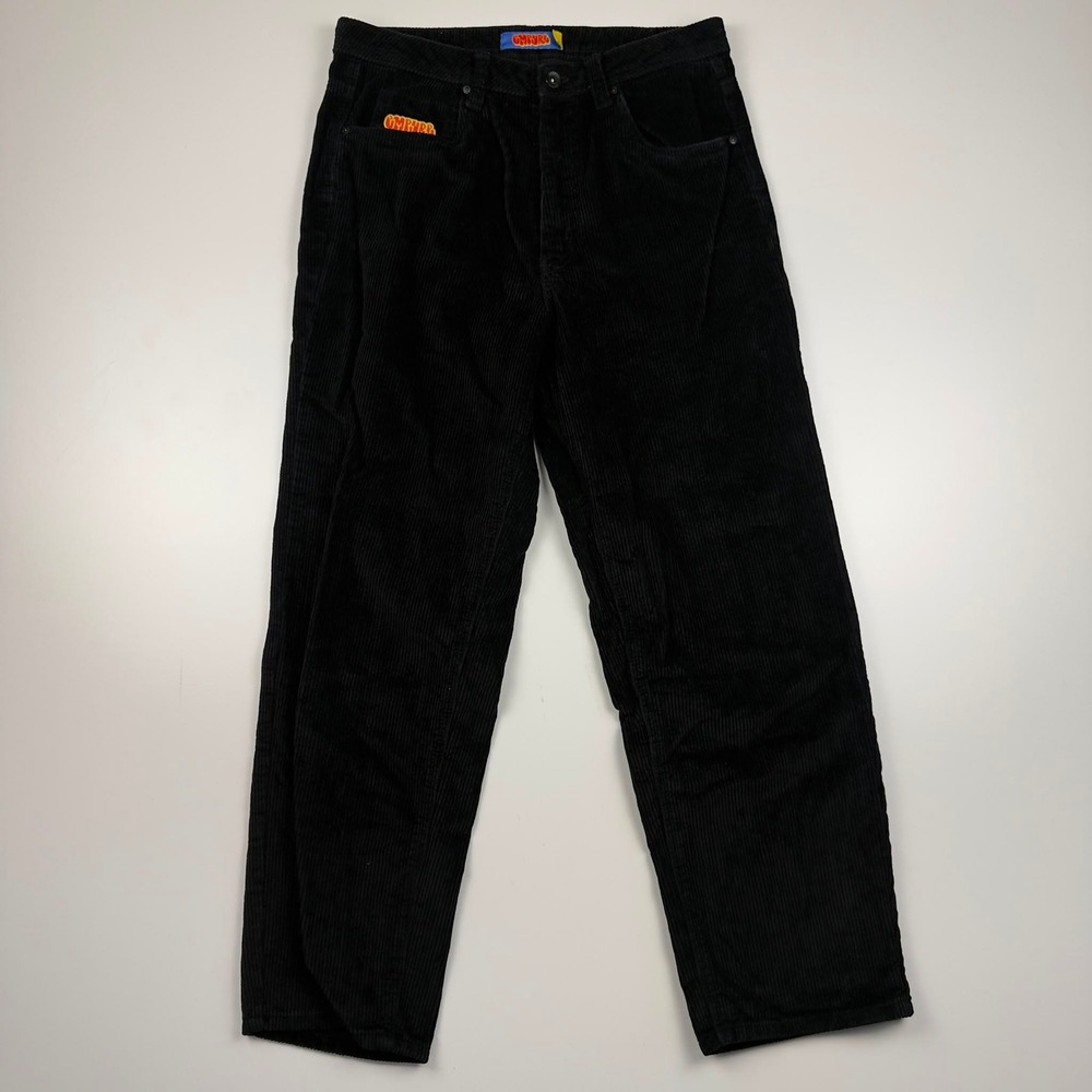 Empyre Corduroy Pants Men's 30 Black Straight Leg Skate Y2K Streetwear Cotton